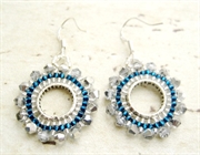 Elegante øreringe -sølv-blågrå farve