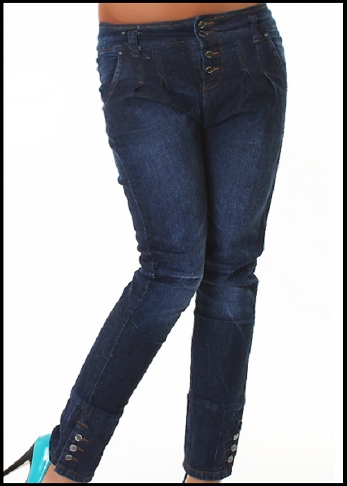 Højtaljet mørkeblå jeans