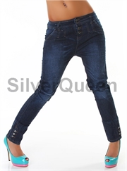 Højtaljet mørkeblå jeans