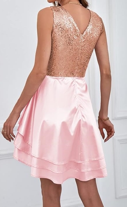 Lyserød sequin cocktail kjole