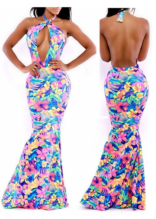 Bodycon blomster kjole