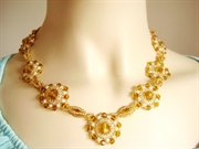 Elegant sol halskæde -guld-topaz-sølv farve
