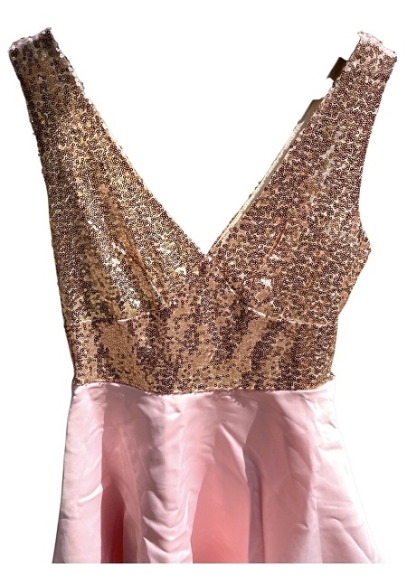 Lyserød sequin cocktail kjole