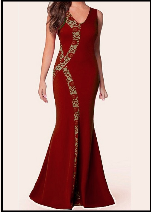 Mørkerød aftenkjole