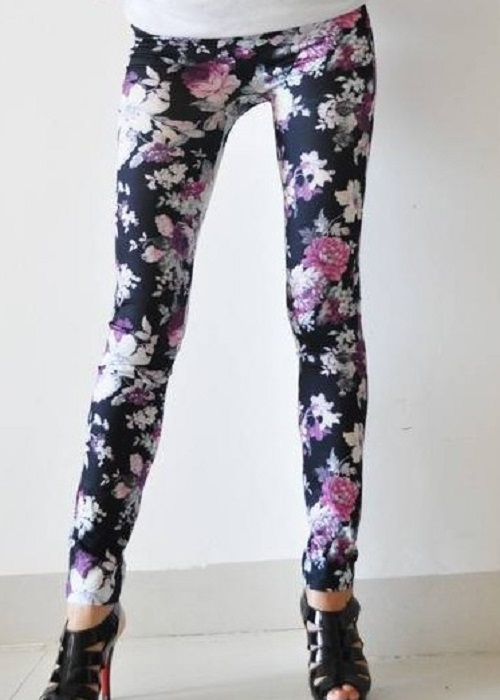 Stretch leggings med blomster