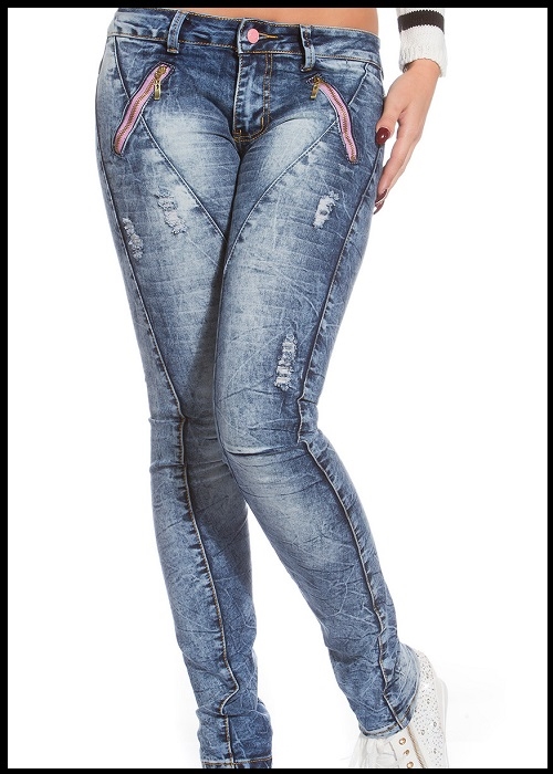 Laset jeans med lyserød