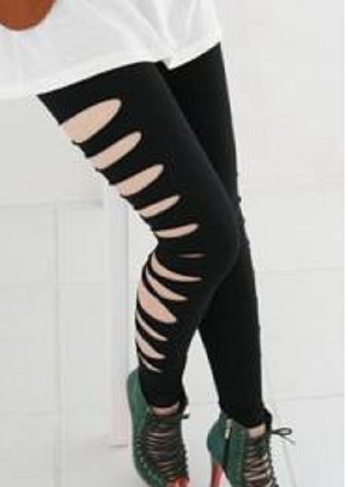 Klippet sorte leggings